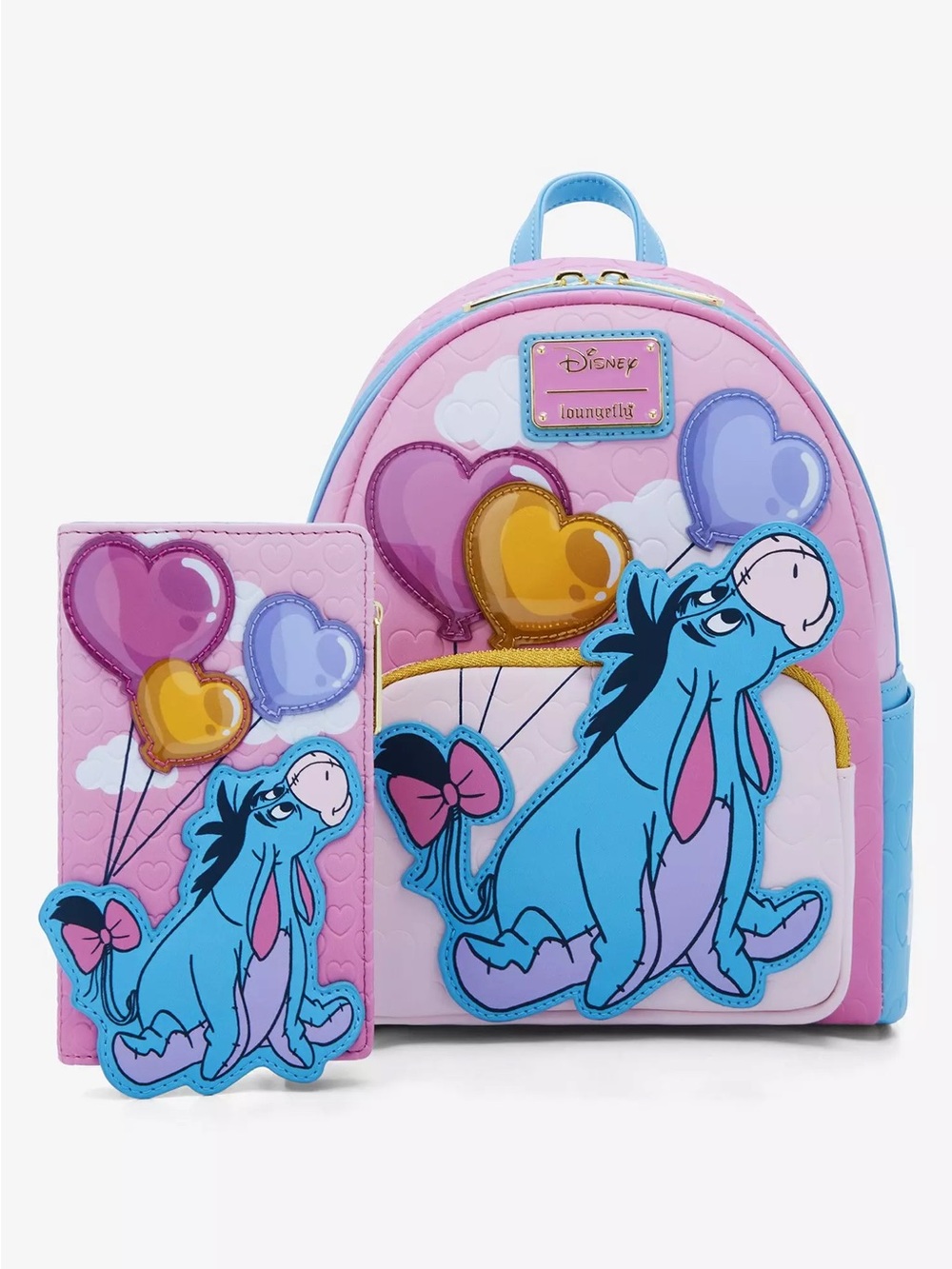 Loungefly Eeyore  Pink & Blue Backpack with Wallet